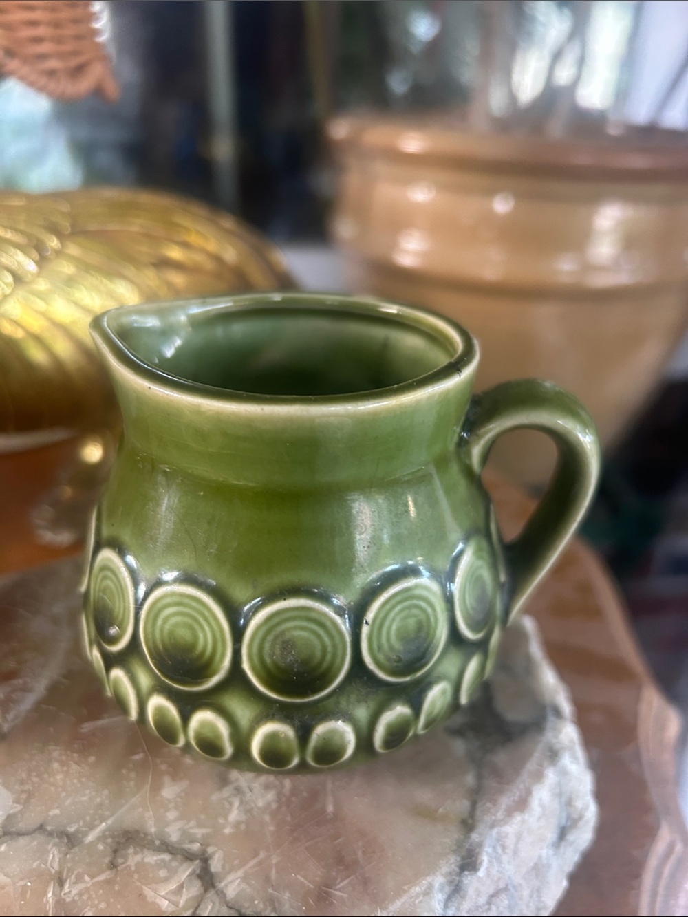 Green Ceramic Decorative Creamer Pitcher